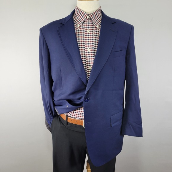 iTailor Gold Men's Sport Coat Blazer Two Button Navy Blue Wool Surgeon Cuff 44R